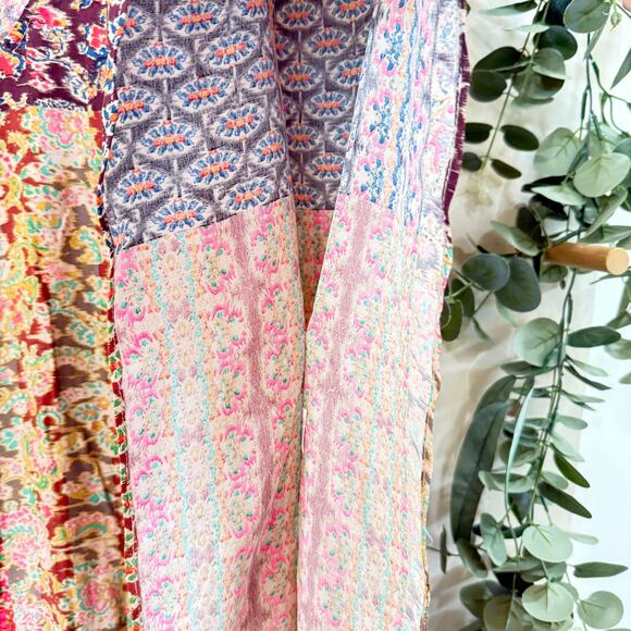 ZARA Boho Caftan Top Size Medium Patchwork Print Tunic Poncho Top - Picture 4 of 10